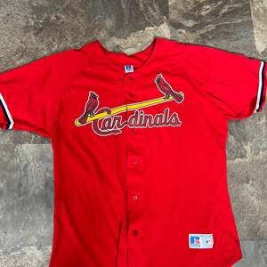 VTG 90s Authentic St. Louis Cardinals Red Jersey Russell Athletic Men's Lg USA